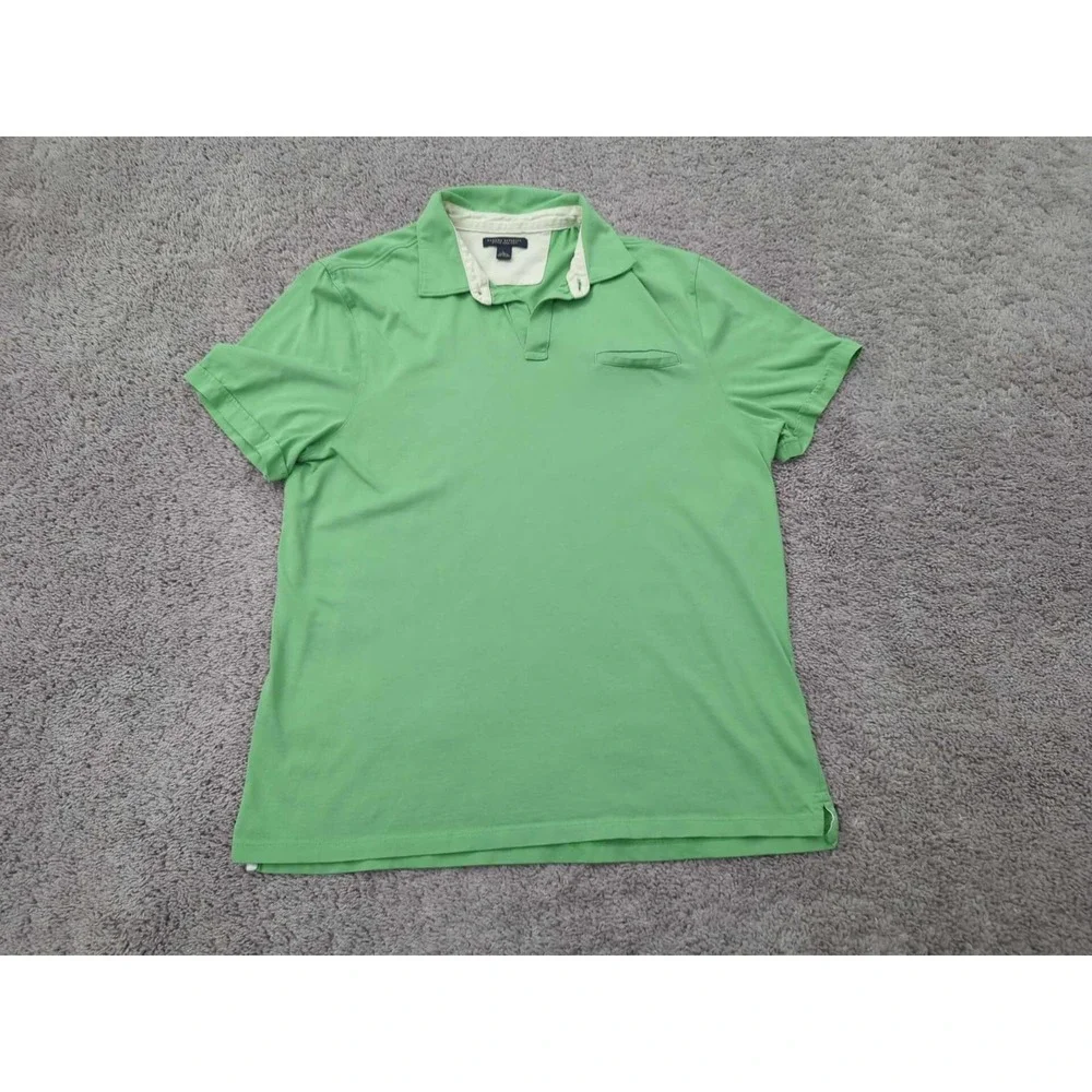 Banana‎ Republic Polo Shirt Mens L Green Short Sleeve Chest Pocket Fitted Pima